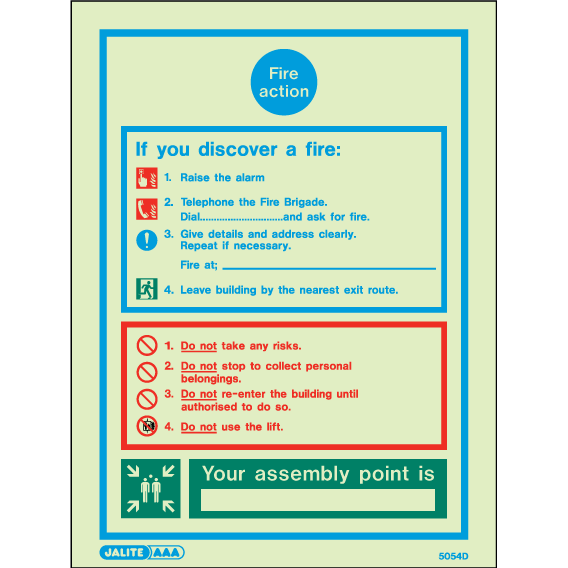 150 x 200mm-Fire Action Notice If You Discover a Fire Assembly Point Is