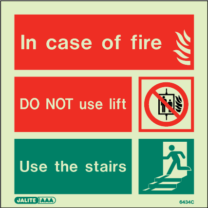 150 x 150mm-In Case of Fire Do NOT Use Lift Use the Stairs
