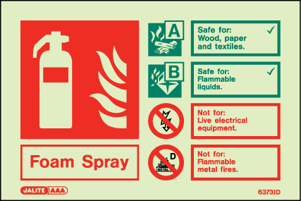 100 x 150mm-Foam Spray Fire Extinguisher Identification Landscape