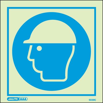150 x 150mm-Wear Head Protection Symbol
