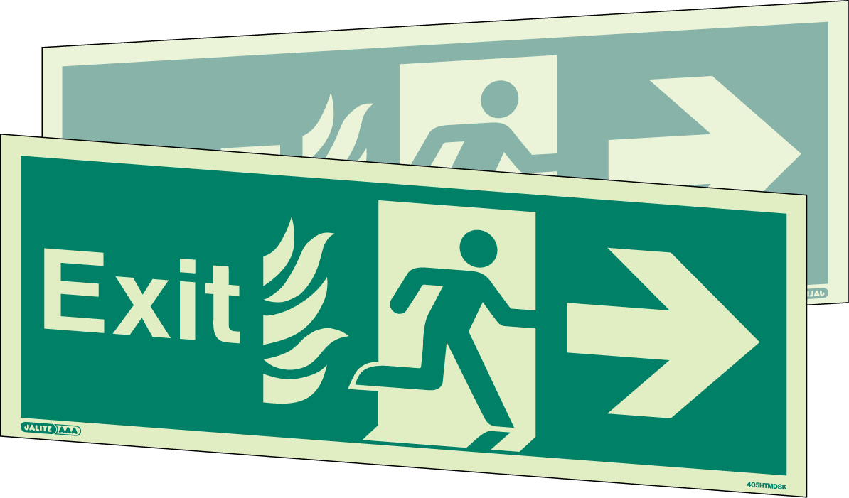 150 x 400mm-HTM Exit Right Arrow Double Sided
