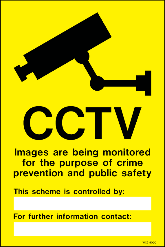 300 x 300mm-CCTV Images are Being Monitored White Rigid PVC