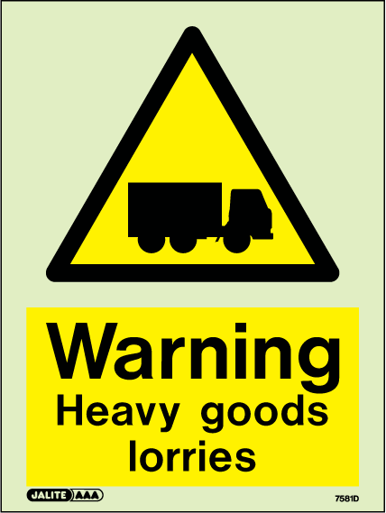 150 x 200mm-Warning Heavy Goods Lorries