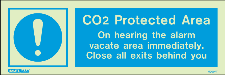 100 x 300mm-CO2 Protected Area On Hearing Alarm Vacate Area Immediately