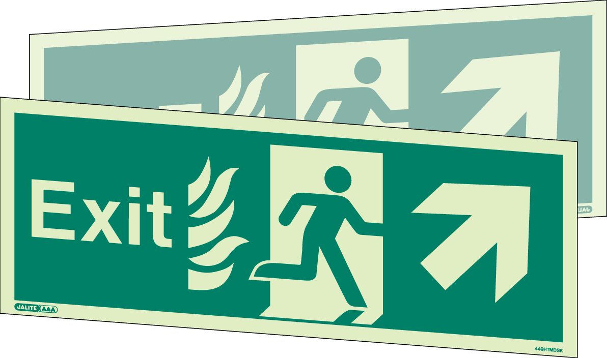 150 x 400mm-HTM Exit Up Right Arrow Double Sided