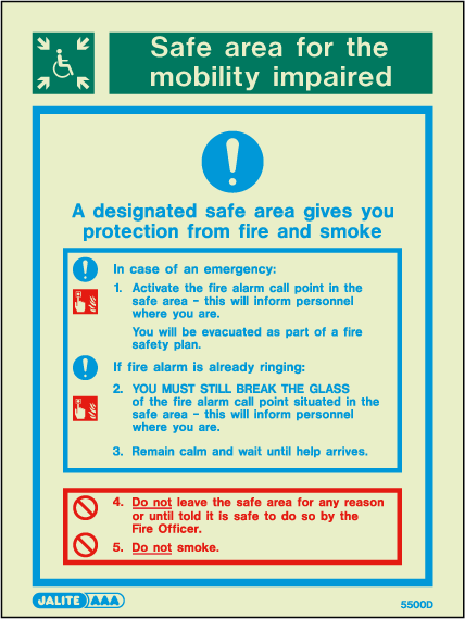 150 x 200mm-Safe Area Fire Action Notice