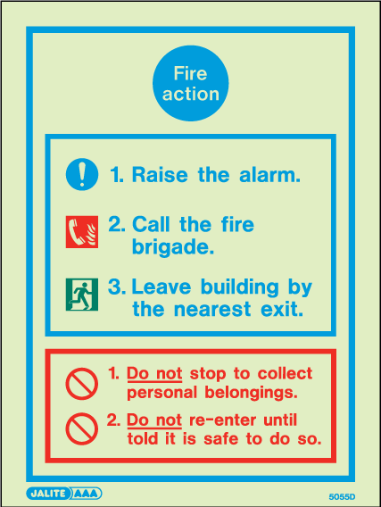 150 x 200mm-Fire Action Notice with Procedures Type 3