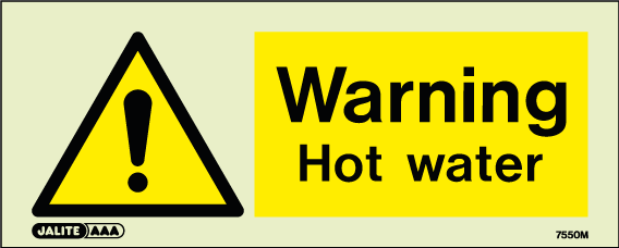 80 x 200mm-Warning Hot Water