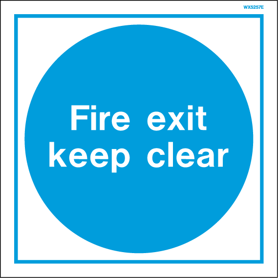 200 x 200mm-Fire Exit Keep Clear White Rigid PVC