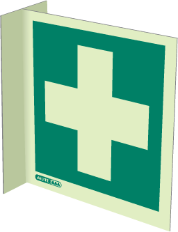 200 x 200mm-First Aid Cross Logo Wall Mounted Double Sided