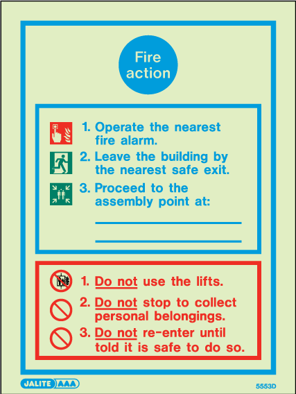 150 x 200mm-Fire Action Notice with Specific Information Type 3