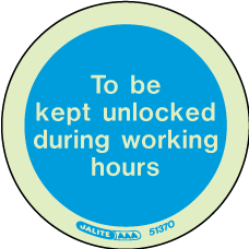 80mm diameter-To Be Kept Unlocked During Working Hours