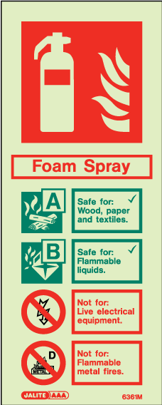 80 x 200mm-Foam Spray Fire Extinguisher Identification Portrait