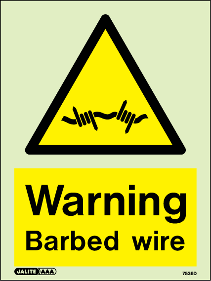 150 x 200mm-Warning Barbed Wire