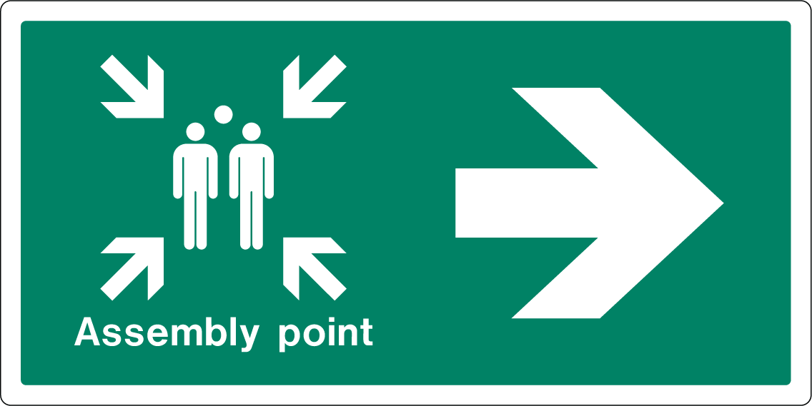 200 x 400mm-Assembly Point Right Arrow Aluminium Reflective