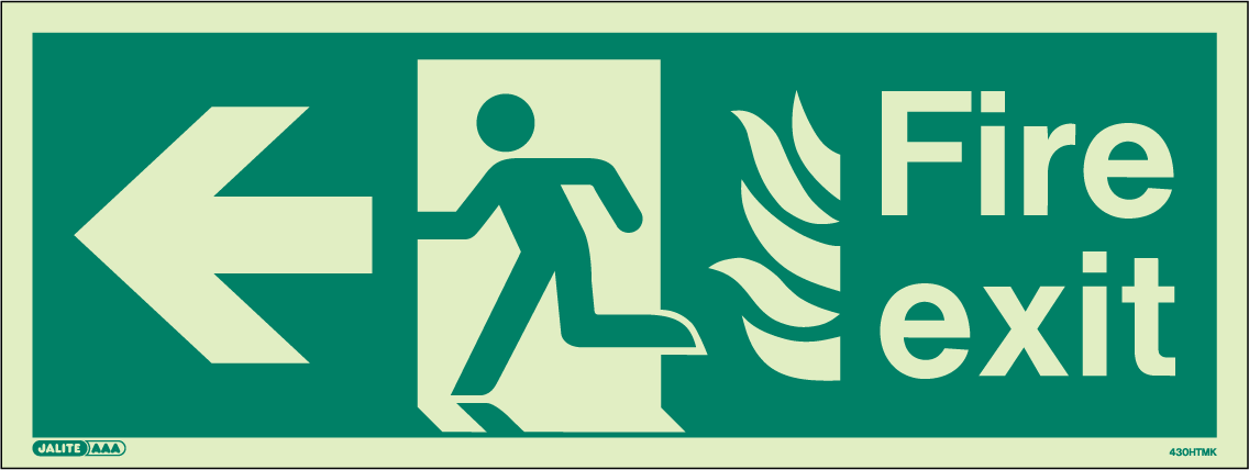 150 x 400mm-HTM Fire Exit Left Arrow