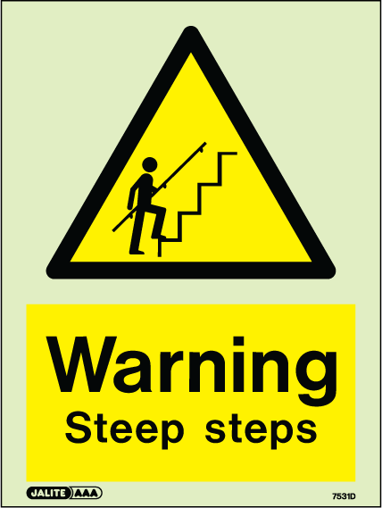 150 x 200mm-Warning Steep Steps