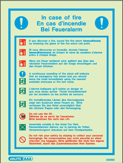 150 x 200mm-Multi Language Fire Action Notice