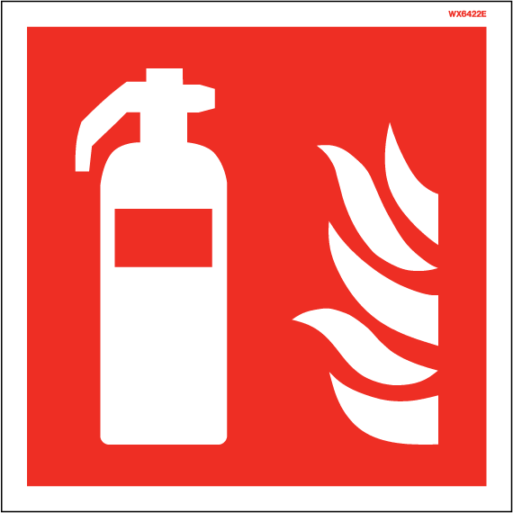 200 x 200mm-Fire Extinguisher Symbol White Rigid PVC