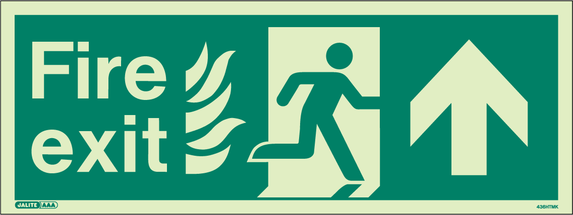 150 x 400mm-HTM Fire Exit Up Arrow
