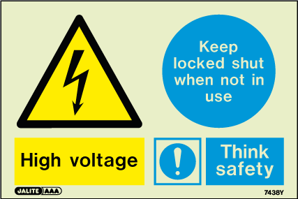 100 x 150mm-High Voltage Keep Locked Shut Think Safety