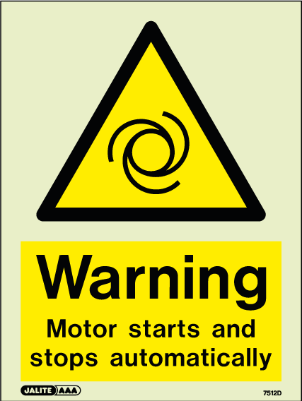 150 x 200mm-Warning Motor Starts and Stops Automatically