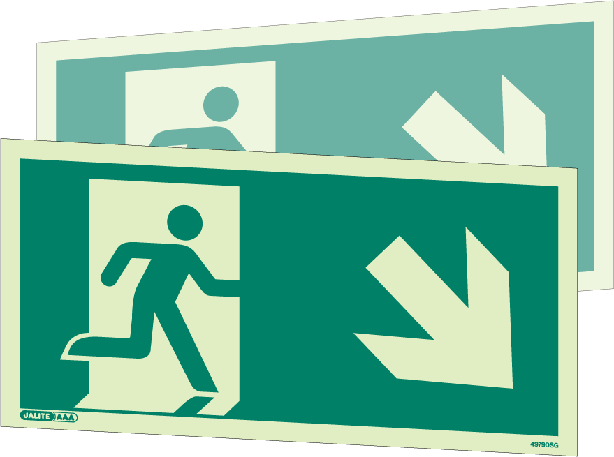 250 x 500mm-Way Guidance Down Right Arrow Double Sided