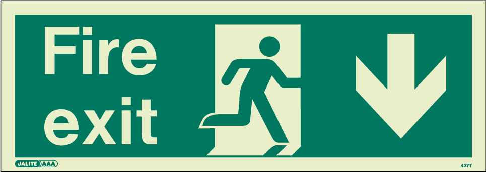 120 x 340mm-Fire Exit Down Arrow