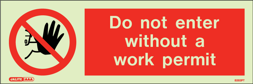 100 x 300mm-Do Not Enter Without a Work Permit