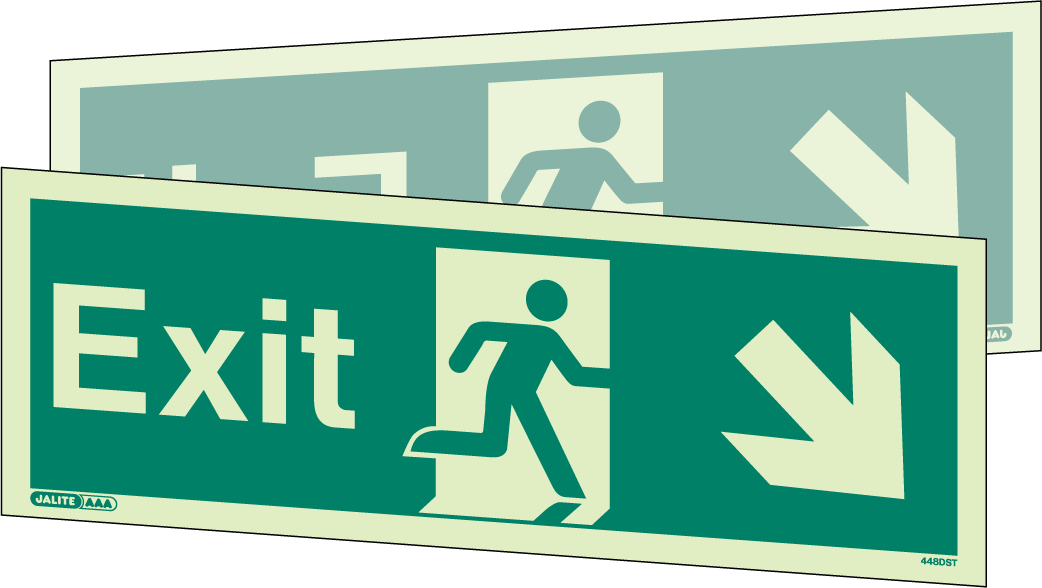 120 x 340mm-Exit Down Right Arrow Double Sided