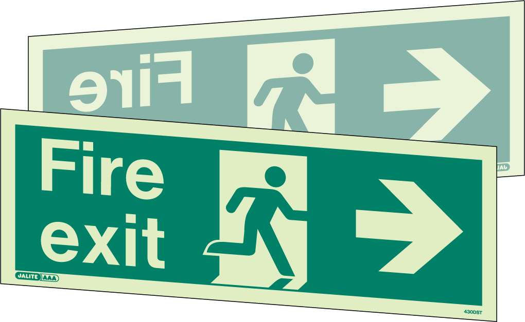 120 x 340mm-Fire Exit Right Arrow Double Sided