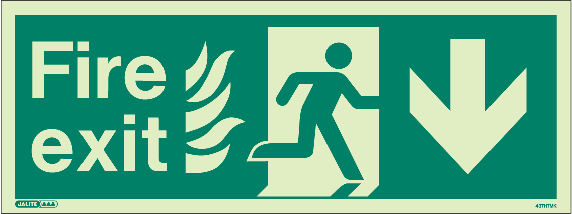 150 x 400mm-HTM Fire Exit Down Arrow