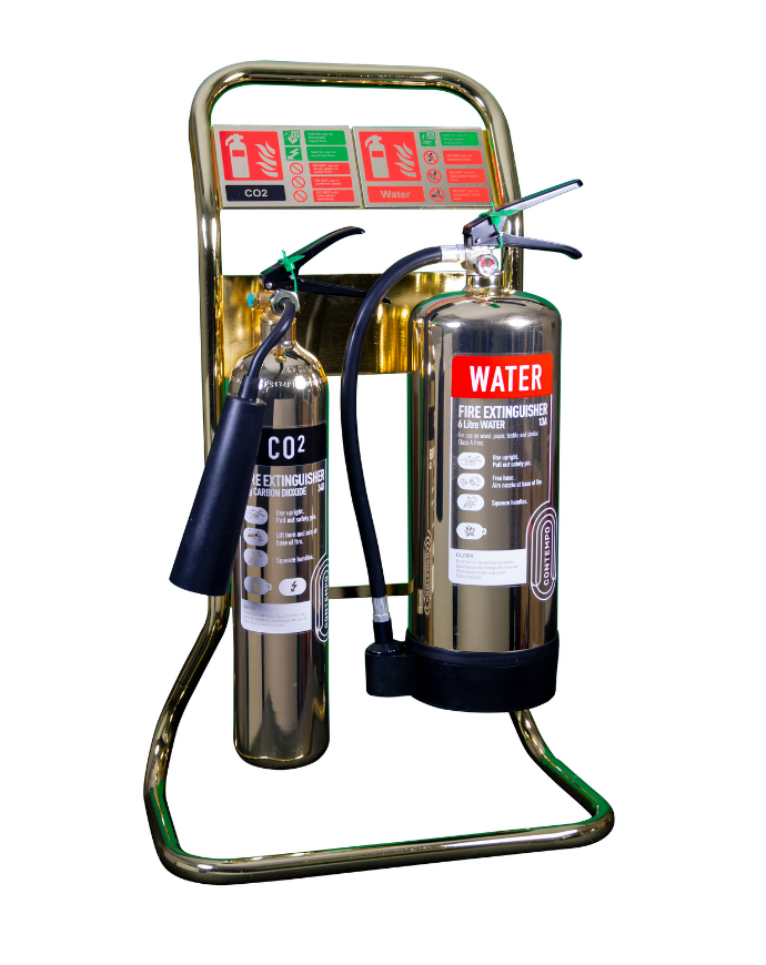 Polished Gold-Double Tubular Extinguisher Stand