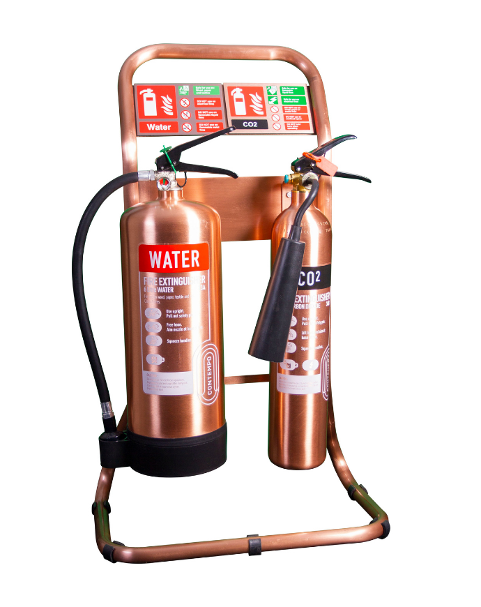 Antique Copper-Double Tubular Extinguisher Stand