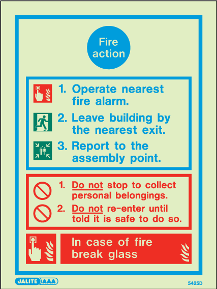 200 x 300mm-Fire Action Notice with Procedures Type 2