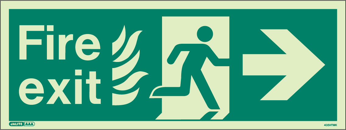 150 x 400mm-HTM Fire Exit Right Arrow