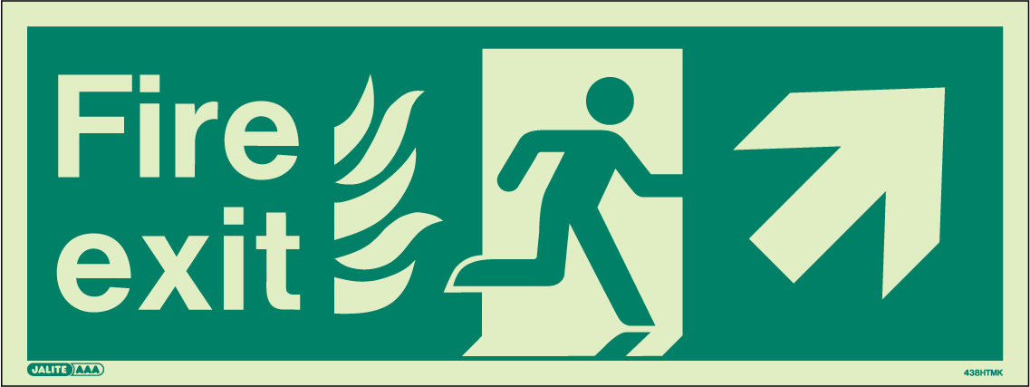 150 x 400mm-HTM Fire Exit Up Right Arrow