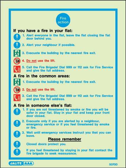 150 x 200mm-Fire Action Notice If You Have a Fire in Your Flat