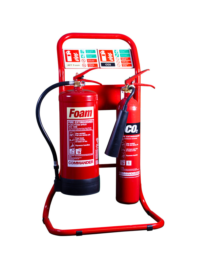 Red-Double Tubular Extinguisher Stand