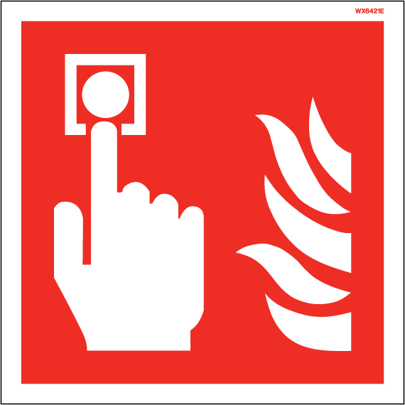 200 x 200mm-Fire Alarm Symbol White Rigid PVC