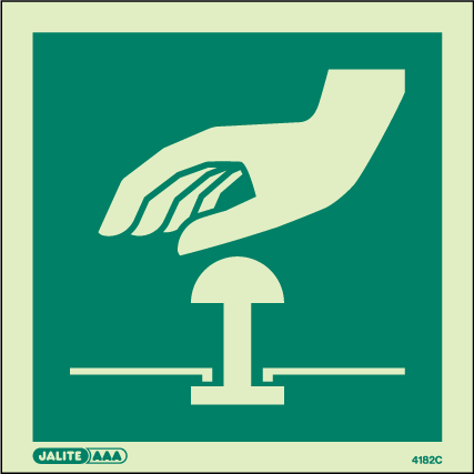 150 x 150mm-Emergency Stop Symbol Green