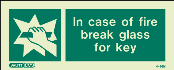 80 x 200mm-In Case of Fire Break Glass For Key
