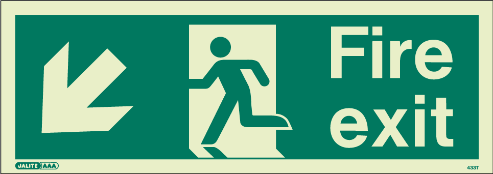300 x 900mm-Fire Exit Down Left Arrow