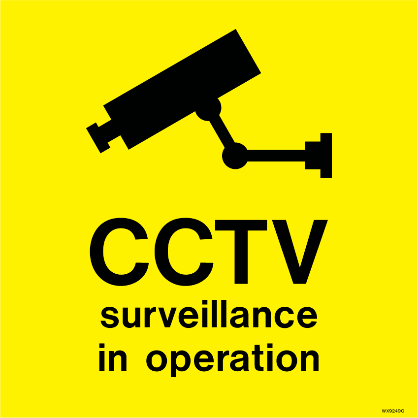 300 x 300mm-CCTV Surveillance in Operation White Rigid PVC