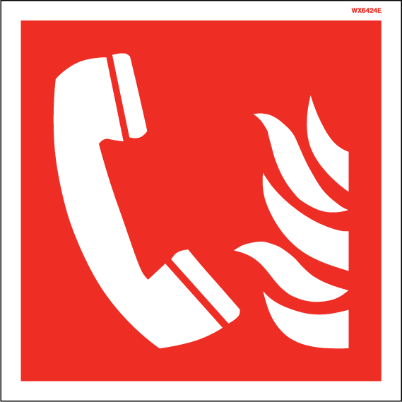 200 x 200mm-Fire Telephone Symbol White Rigid PVC