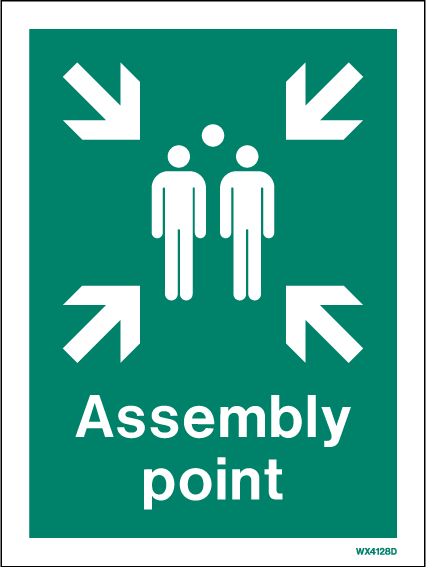 150 x 200mm-Assembly Point Non Photoluminescent White Rigid PVC
