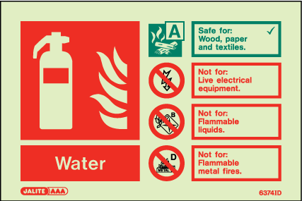 100 x 150mm-Water Fire Extinguisher Identification Landscape
