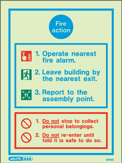 200 x 300mm-Fire Action Notice with Procedures Type 1
