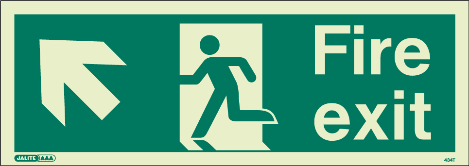 150 x 400mm-Fire Exit Up Left Arrow