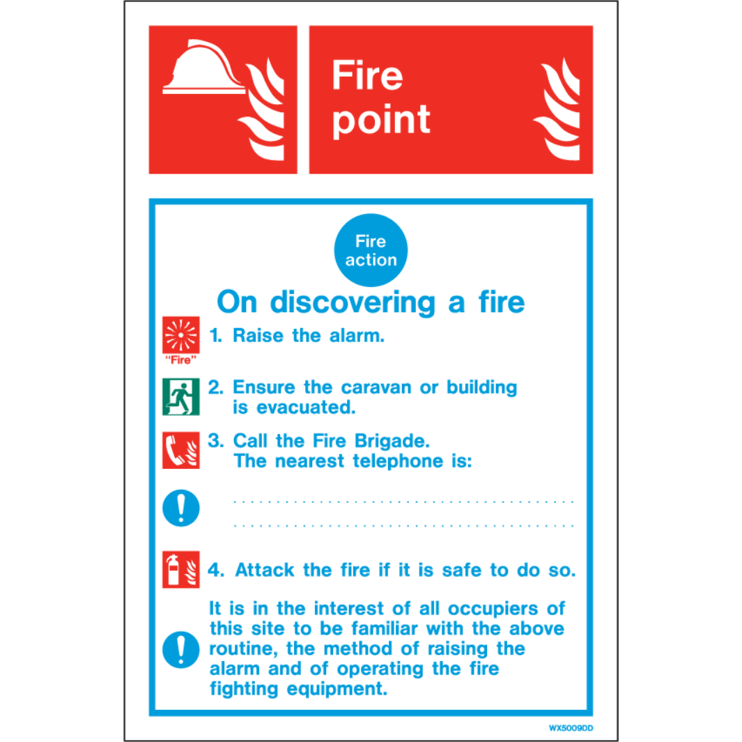Fire Point Notice White Rigid PVC